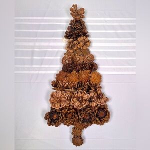 Vintage 70s Handmade Pinecone Christmas Tree Wall Hanging Rustic Natural Cabin